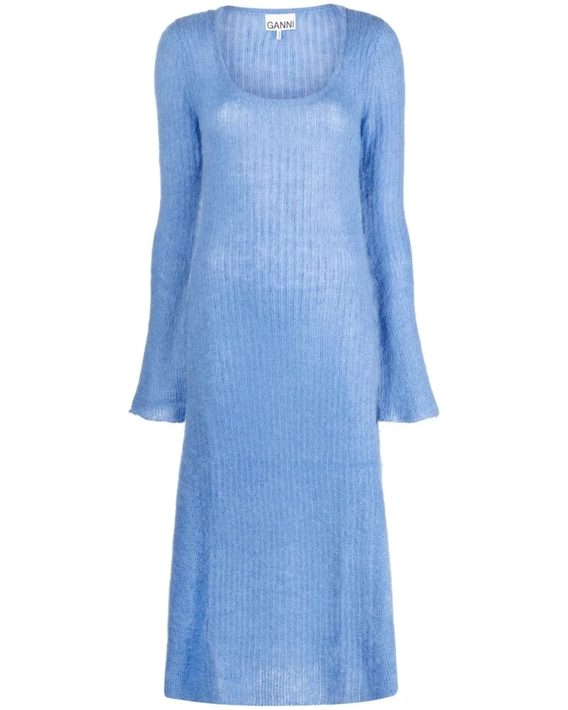Ganni Geripptes Midikleid - Blau Blau