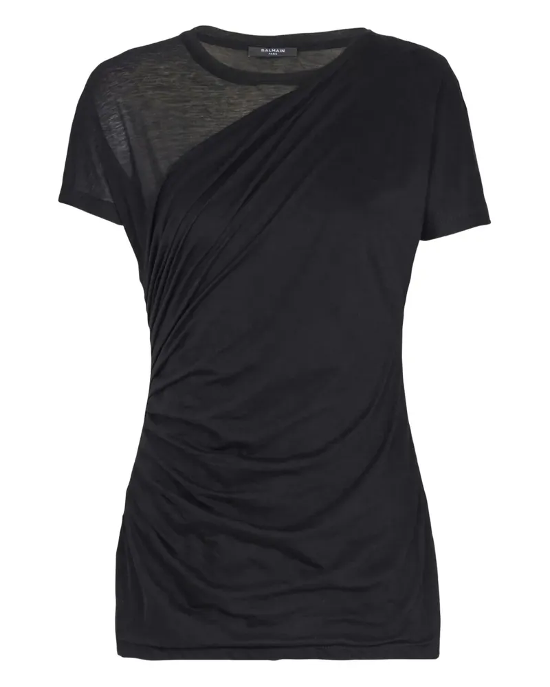 Balmain T-Shirt mit rundem Ausschnitt - Schwarz Schwarz