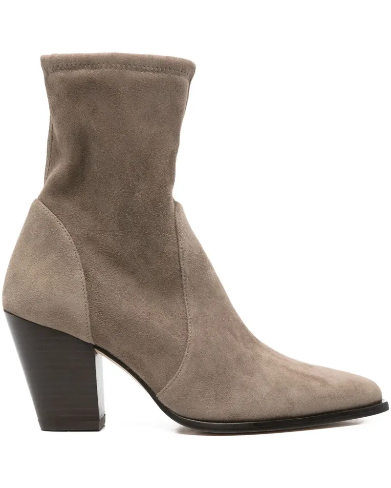 Stuart Weitzman Jolene Sock-Boots mit spitzer Kappe 80mm - Nude Nude