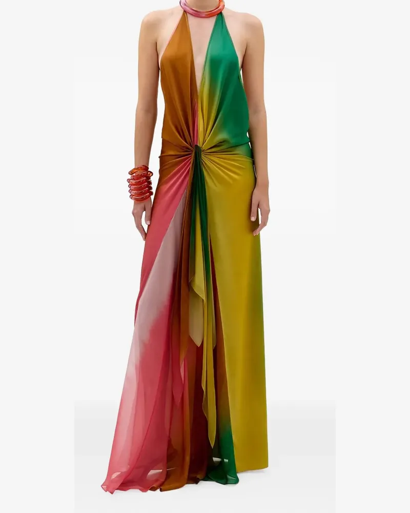 Silvia Tcherassi Neckholder-Kleid mit verdrehtem Detail - Grün Grün