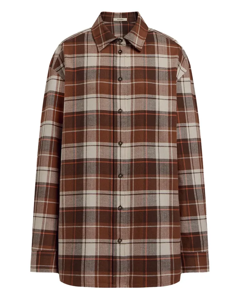 12 STOREEZ Kariertes Hemd - Braun Braun