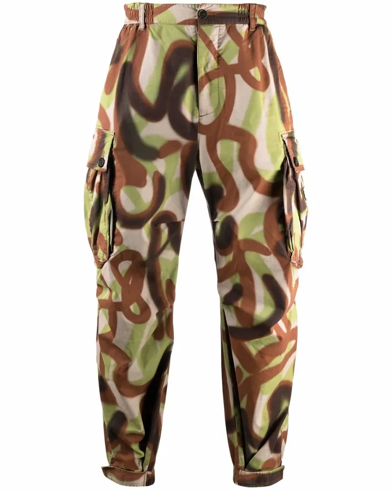 Dsquared2 Cargohose mit Graffiti-Print - Braun Braun