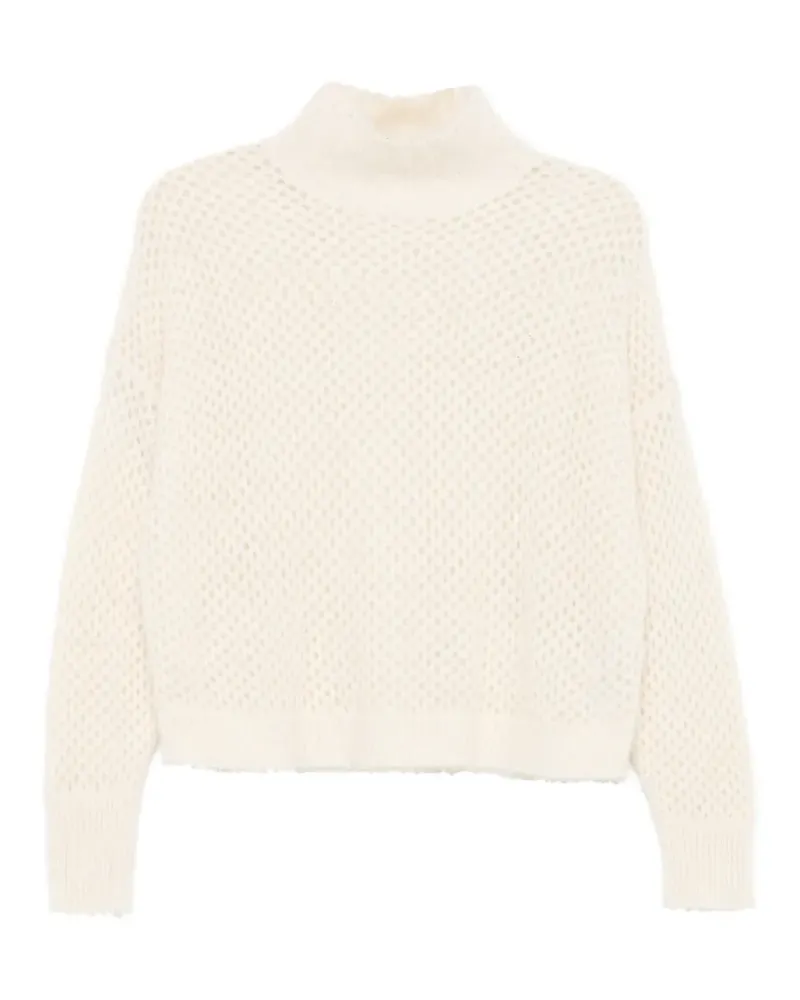 Antonelli Firenze Lochstrick-Pullover mit Stehkragen - Nude Nude