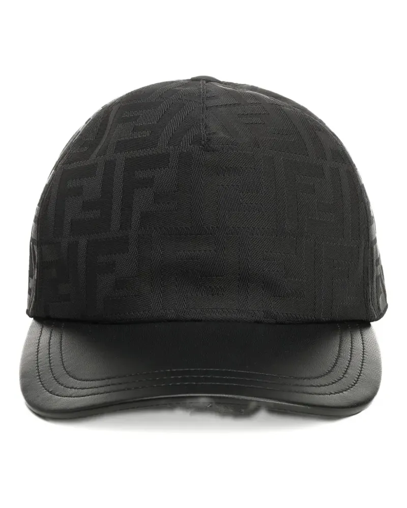 Fendi FF jacquard leather-trim baseball cap - Schwarz Schwarz