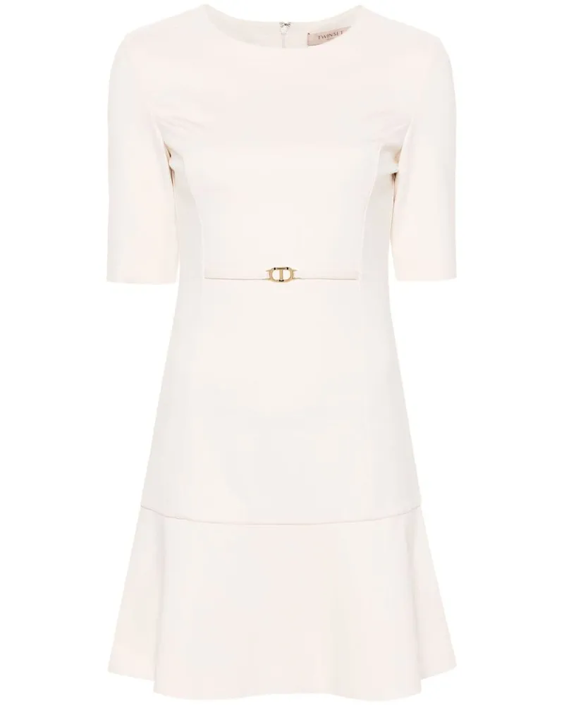 Twin-Set Oval-T Minikleid mit Taillenriemen - Nude Nude