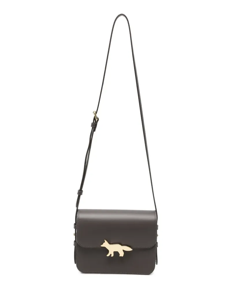 Kitsuné fox-plaque leather shoulder bag - Braun Braun