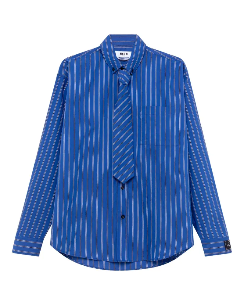 MSGM Gestreiftes Hemd mit Schluppe - Blau Blau