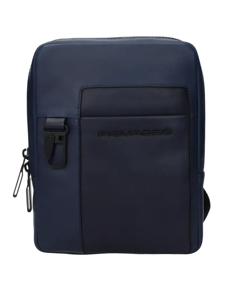 Piquadro leather messenger bag - Blau Blau
