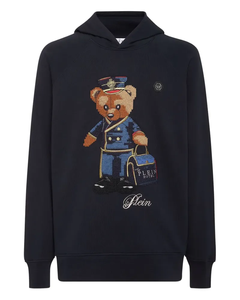 Philipp Plein Hoodie mit Teddy-Stickerei - Blau Blau