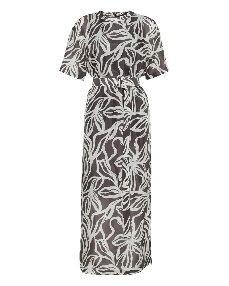 Brunello Cucinelli Monili-Maxikleid mit Blumen-Print - Weiß Weiß