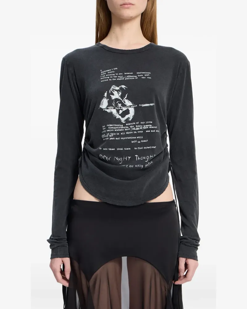 Ann Demeulemeester Langarmshirt mit grafischem Print - Grau Grau
