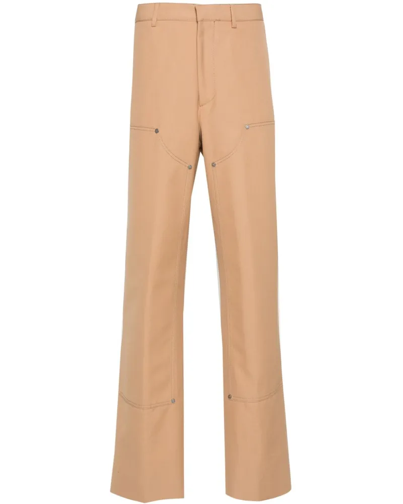 Palm Angels Gerade Hose mit Logo-Stickerei - Nude Nude