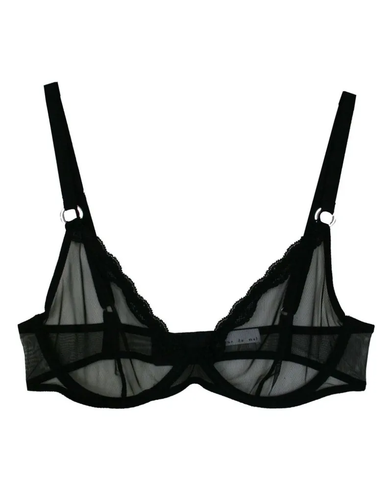 Fleur Du Mal Semi-transparenter BH - Schwarz Schwarz