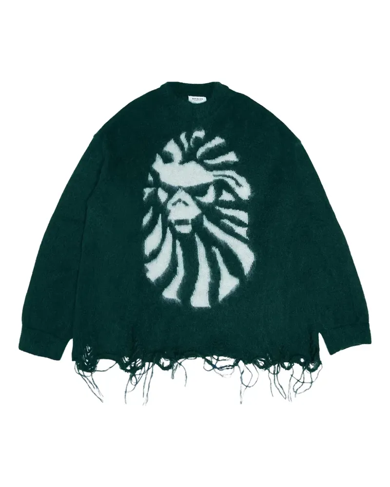 BAPE distressed-hem sweater - Grün Grün