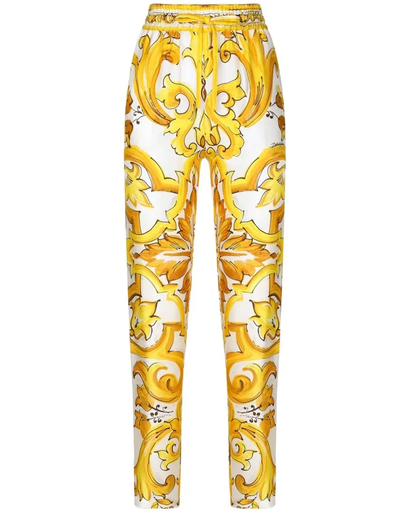 Dolce & Gabbana Seiden-Jogginghose mit Kordelzug - Gelb Gelb