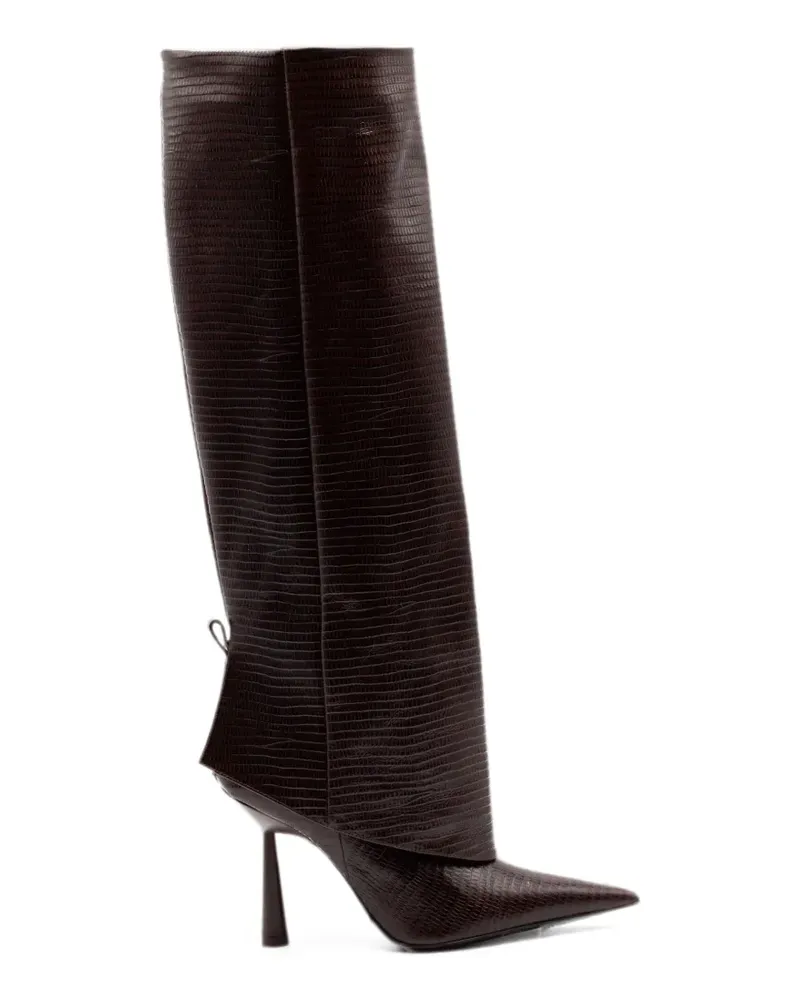 Gia Borghini reptile-print knee-high boots - Braun Braun