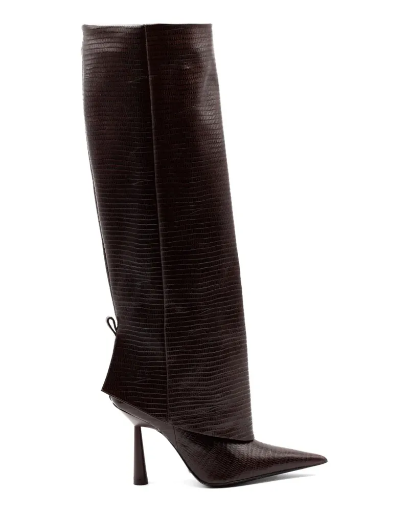 Gia Borghini Kniehohe Stiefel mit Reptil-Print - Braun Braun