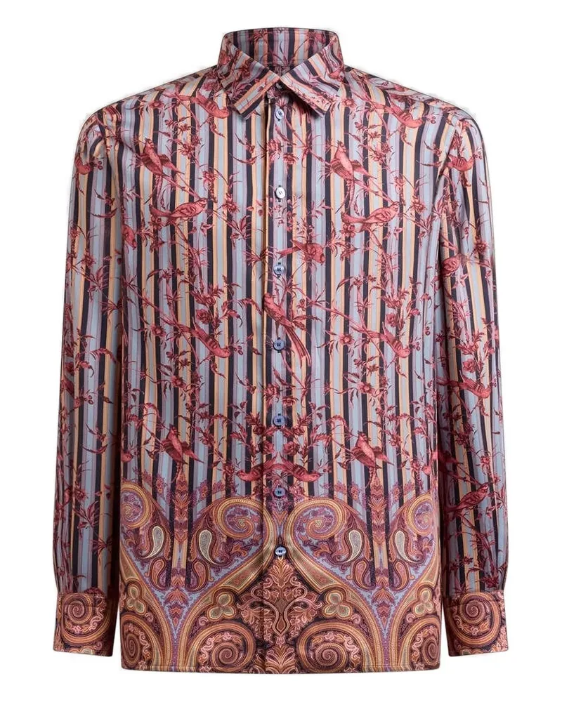 Etro Hemd mit Vogel-Print - Blau Blau