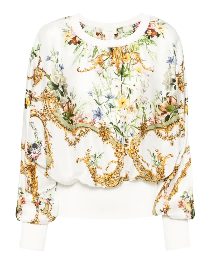 Camilla T-Shirt mit Blumen-Print - Weiß Weiß