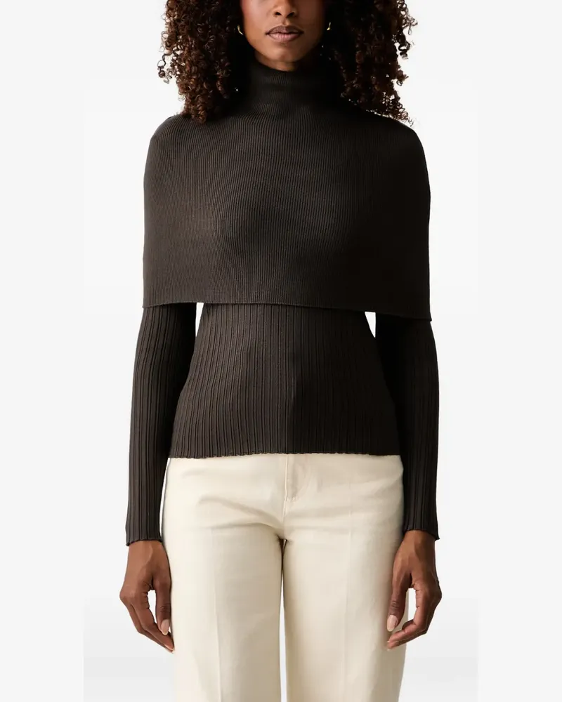 Twin-Set Gerippter Pullover mit abnehmbarem Kragen - Braun Braun