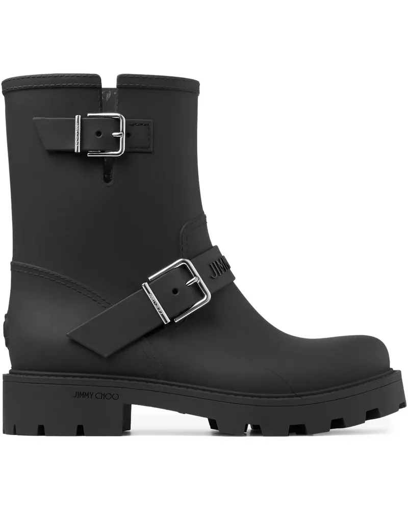 Jimmy Choo Biker Rain Bikerstiefel mit Schnalle - Schwarz Schwarz
