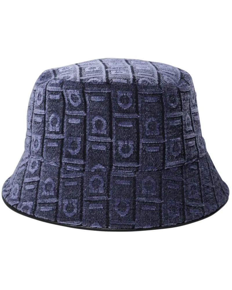 Ferragamo Fischerhut aus Samt mit Logo - Blau Blau