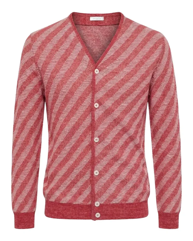 Malo Cardigan aus Leinen mit diagonalen Streifen - Rot Rot