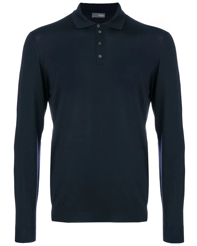 Drumohr  Poloshirt mit langen Ärmeln Blau