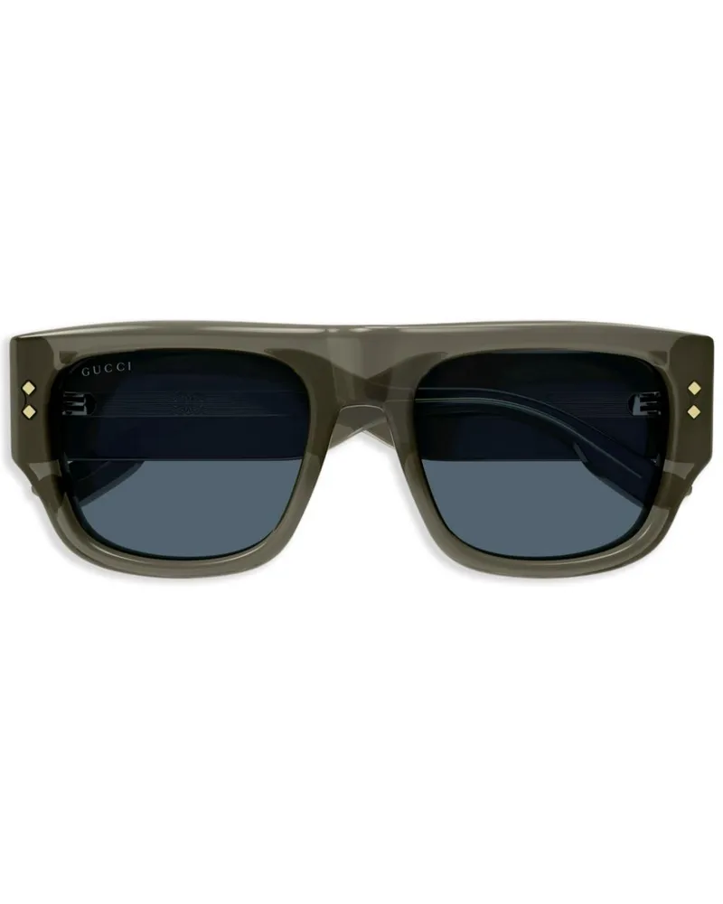 Gucci Eckige Sonnenbrille mit Logo-Gravur - Grau Grau
