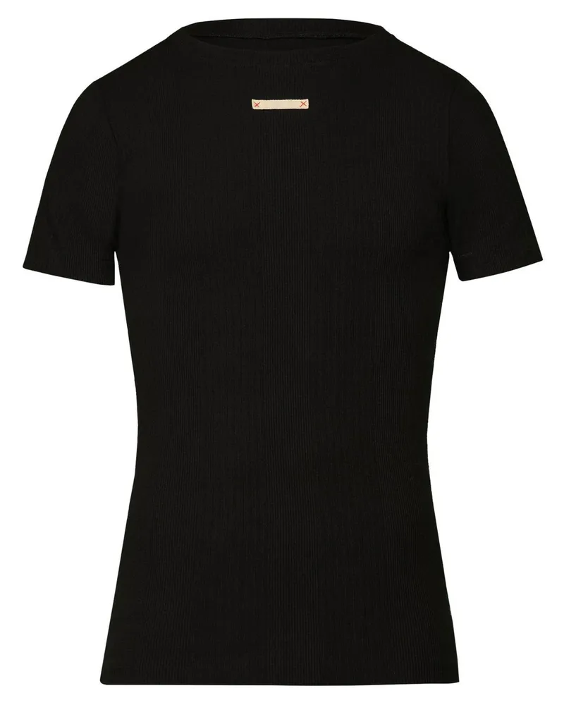 Maison Margiela Fancy T-Shirt aus geripptem Strick Schwarz