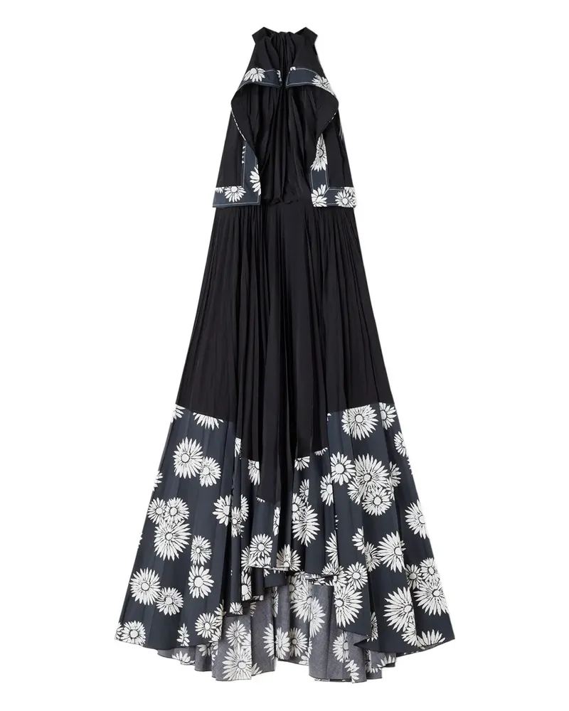 Lanvin Plissiertes Maxikleid mit Blumenmuster - Schwarz Schwarz
