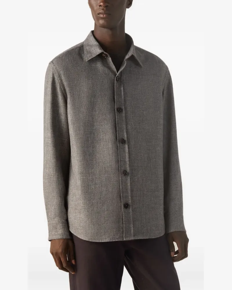 Ermenegildo Zegna Hemdjacke aus Kaschmir, Leinen und Seide - Braun Braun
