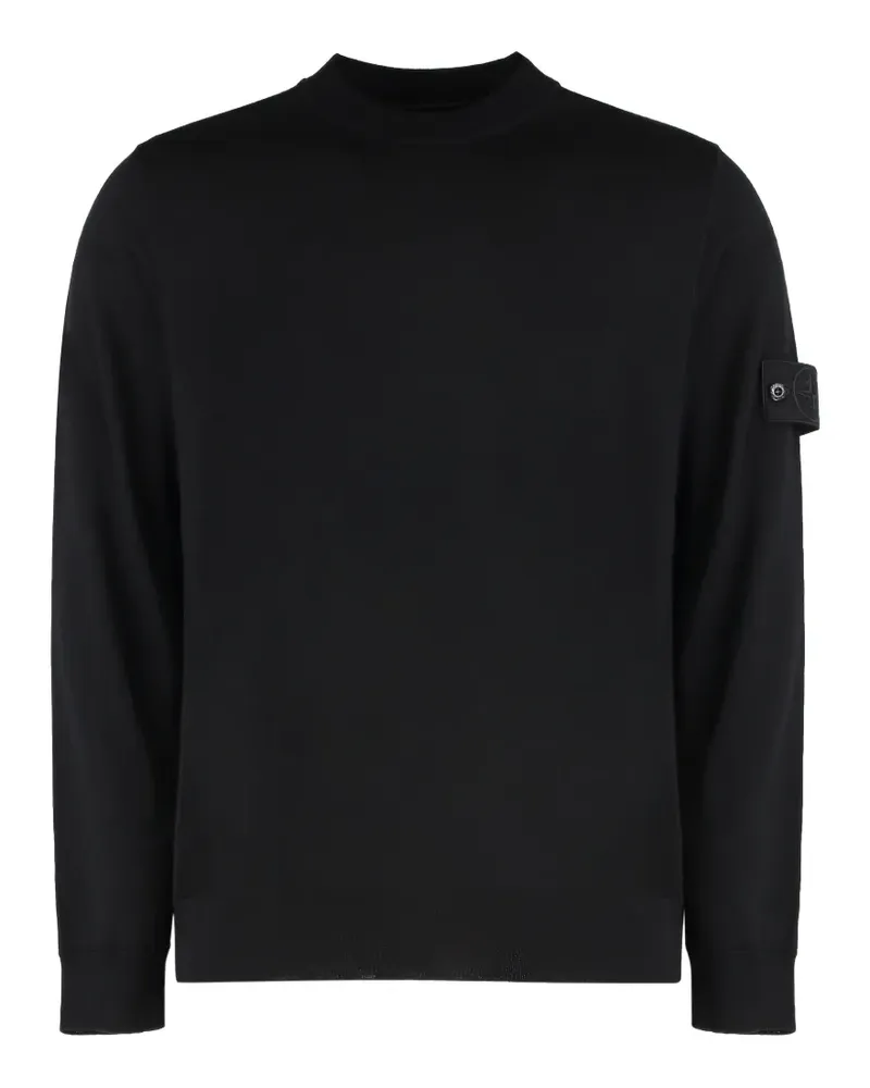 Stone Island logo-patch virgin wool sweater - Schwarz Schwarz