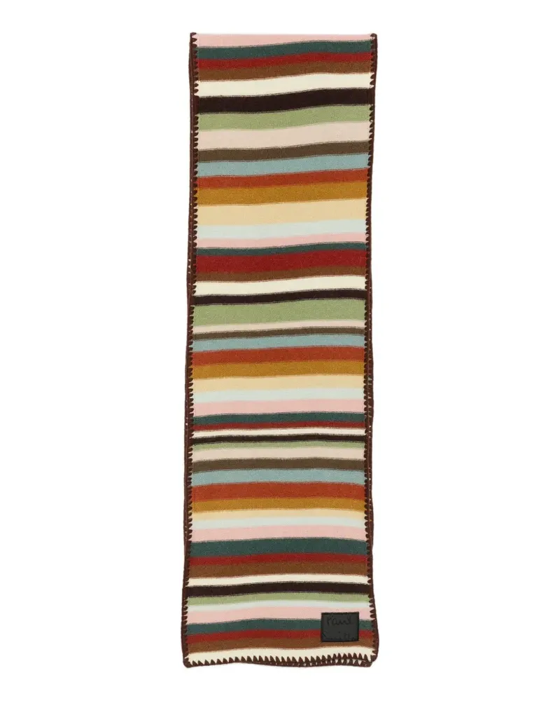 Paul Smith Signature Stripe blanket-stitch scarf - Nude Nude
