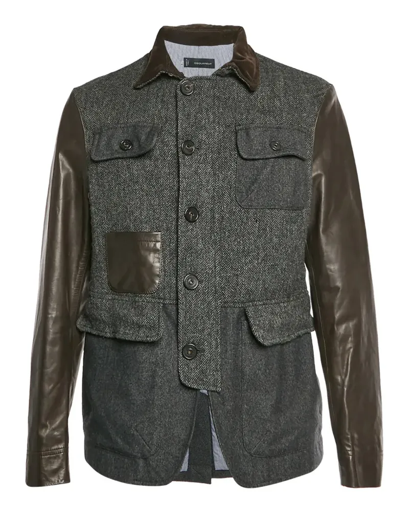 Dsquared2 Herringbone leather-sleeve jacket - Grau Grau