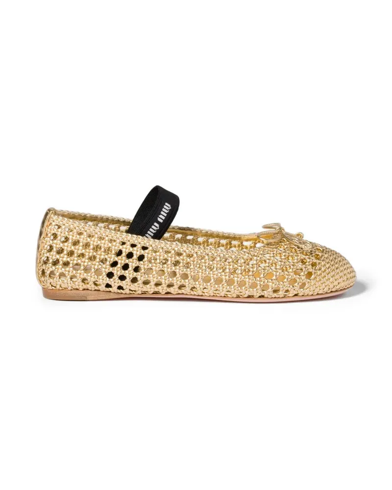 Miu Miu woven mordoré nappa-leather ballerinas - Gold Gold