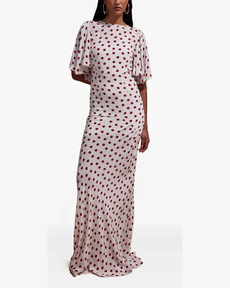 De La Vali Ausgestelltes Kleid mit Polka Dots - Weiß Weiß