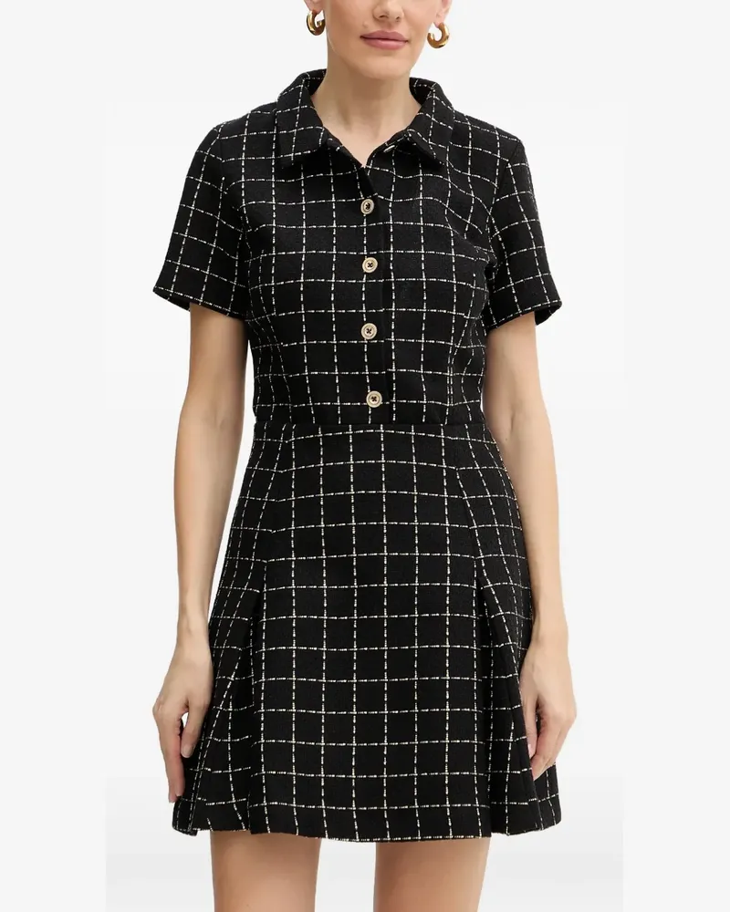 Morgan Kariertes Kleid - Schwarz Schwarz