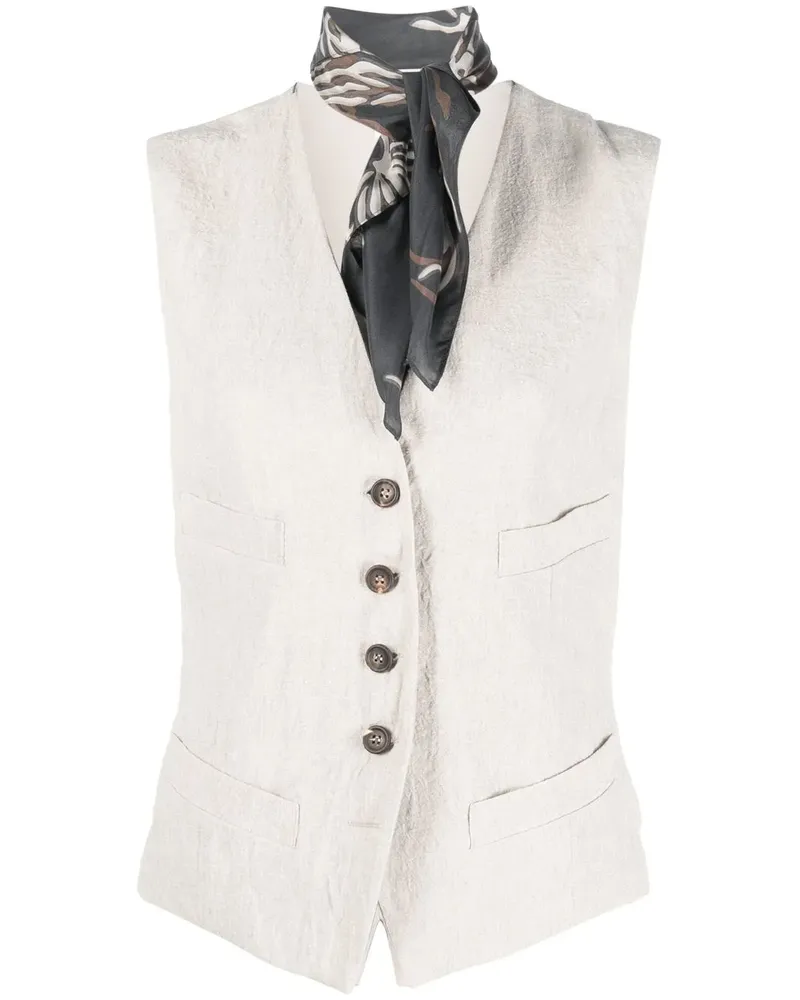 Brunello Cucinelli Weste mit V-Ausschnitt - Nude Nude
