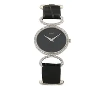 1970s Armbanduhr mit Diamanten 27mm - Schwarz