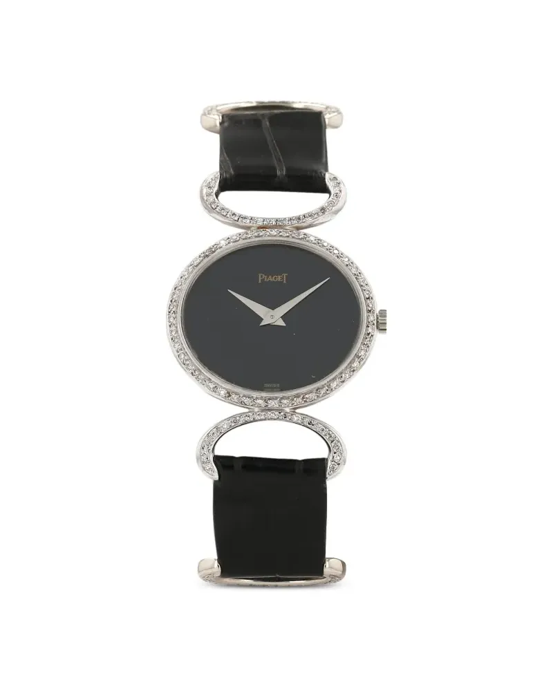 Piaget 1970s Armbanduhr mit Diamanten 27mm - Schwarz Schwarz
