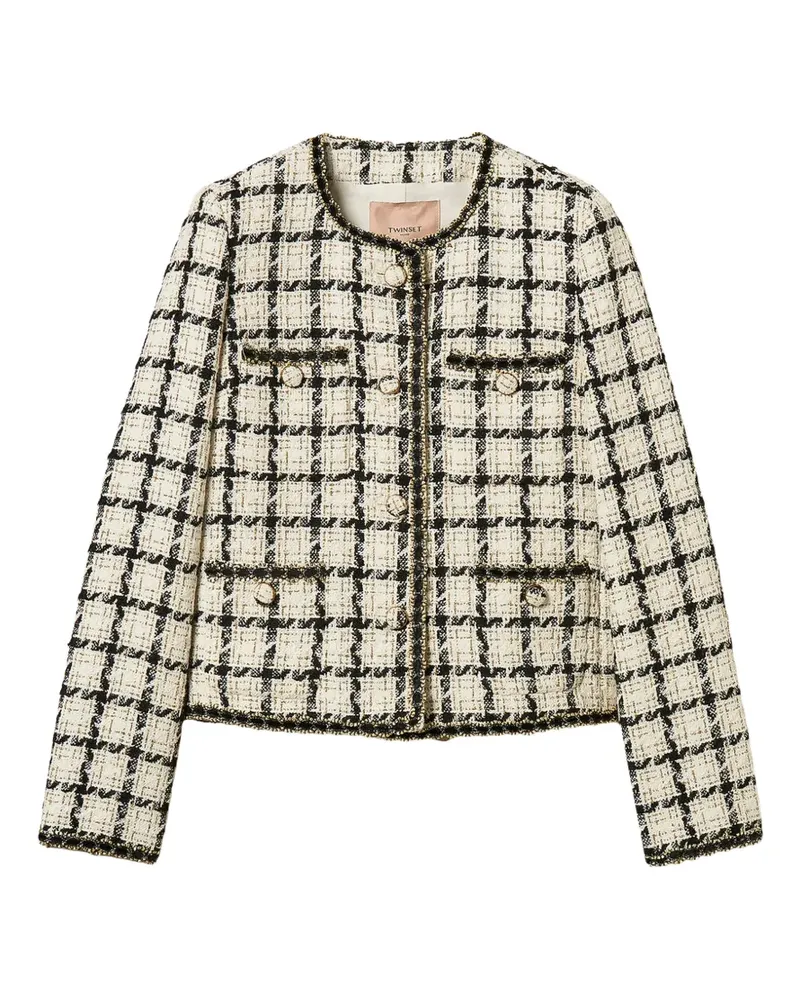 Twin-Set Bouclé-Jacke mit Karomuster - Nude Nude