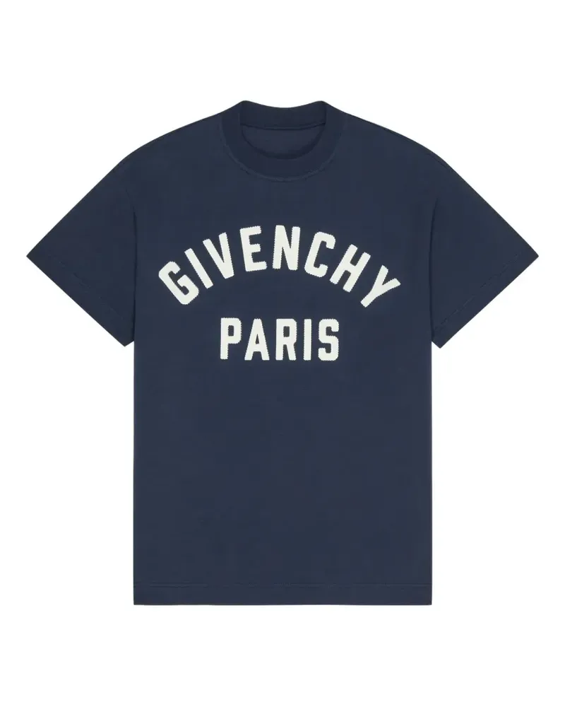 Givenchy Kastiges  Paris T-Shirt aus Baumwolle - Blau Blau