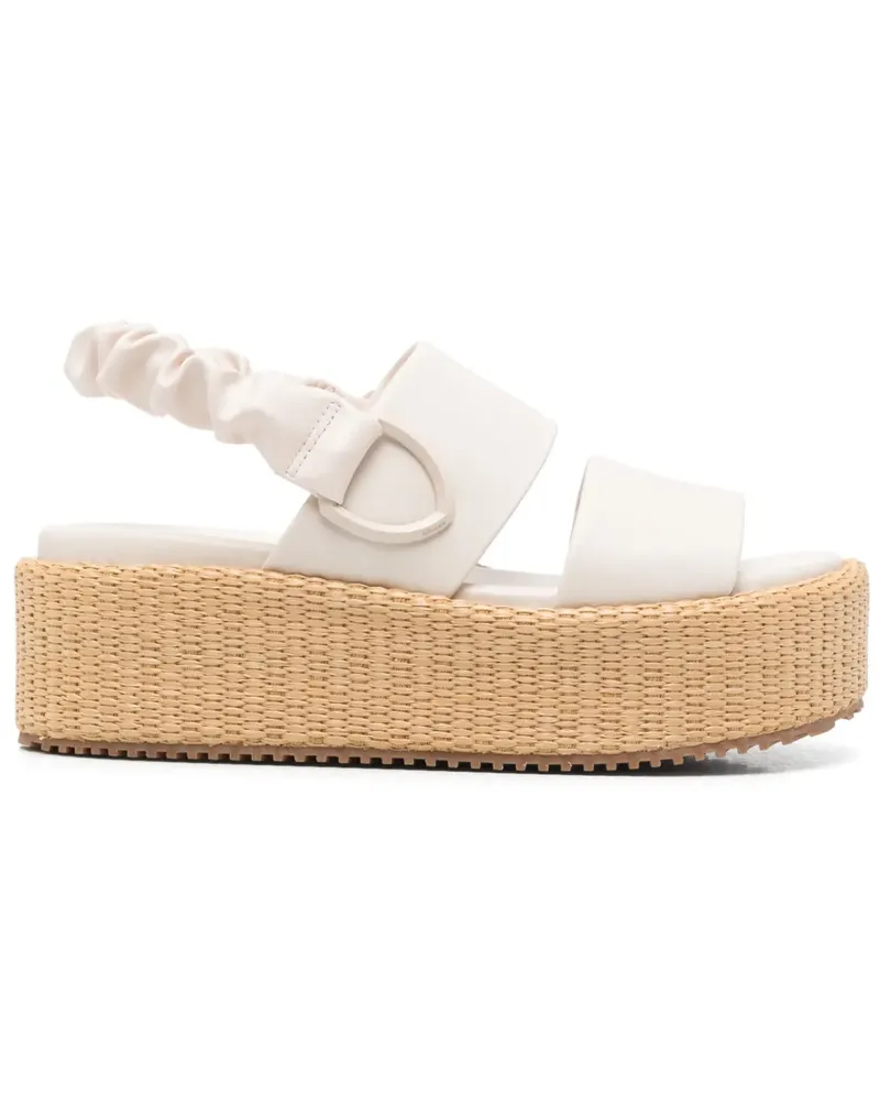 Blauer Plateau-Sandalen mit runder Kappe 50mm - Nude Nude