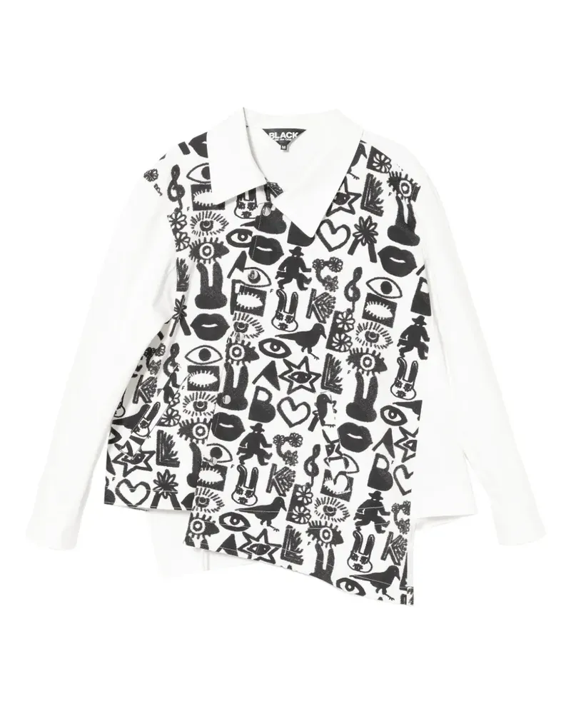 Comme des Garçons Asymmetrische Hemdjacke mit Print - Weiß Weiß