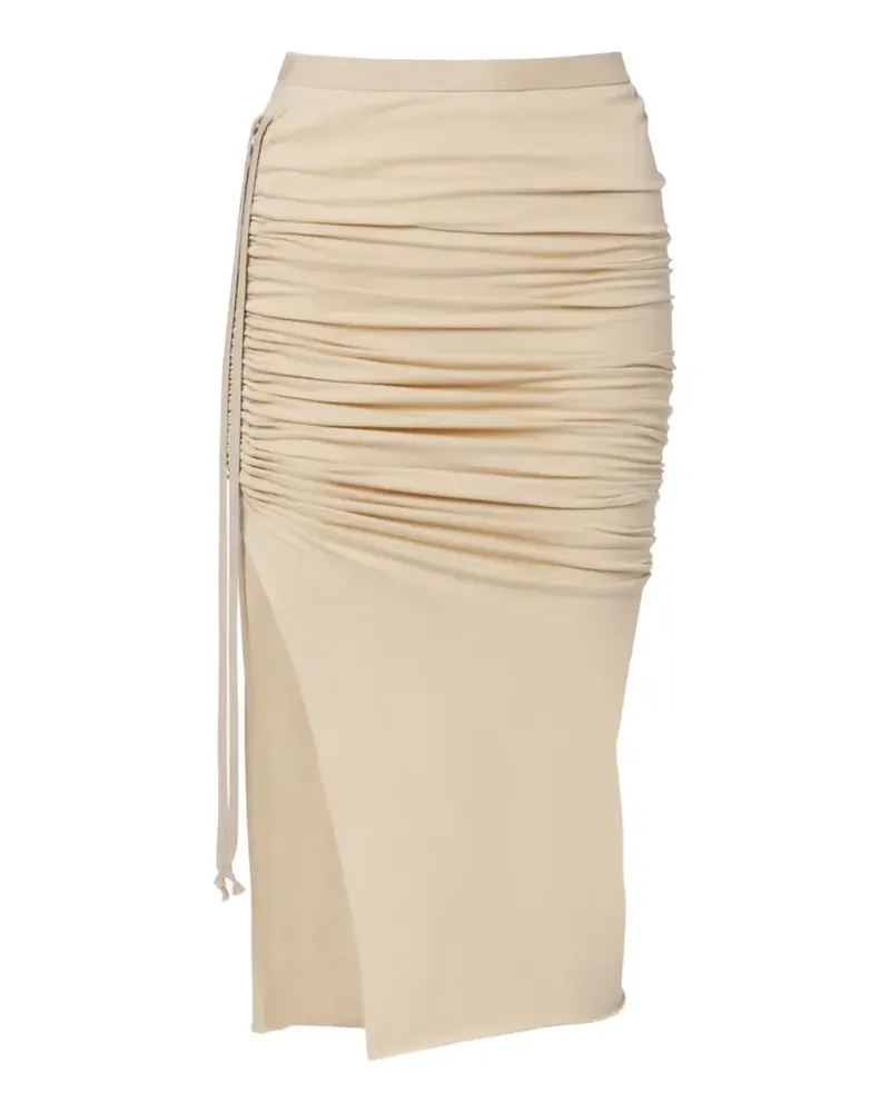 Rick Owens Lilies Edfu ruched side-slit midi skirt - Nude Nude