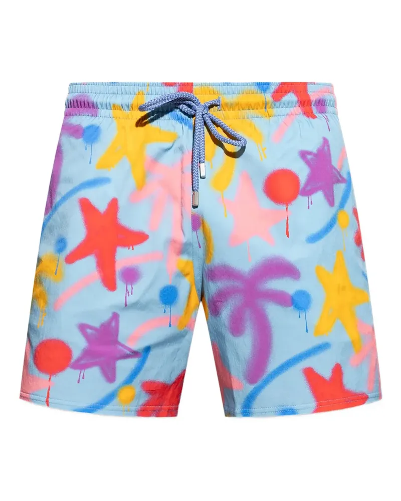 Palm Angels Badeshorts mit Graffiti-Print - Blau Blau