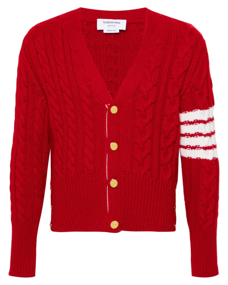 Thom Browne Kaschmircardigan mit Zopfmuster - Rot Rot