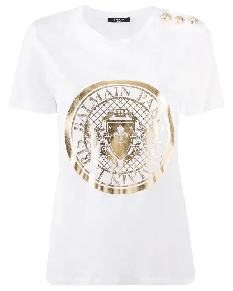Balmain T-Shirt mit Logo-Print - Weiß Weiß