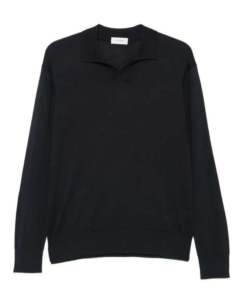 Paolo Pecora Milano Gestricktes Langarmshirt - Blau Blau